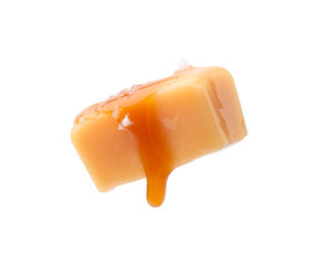 Yummy candy with salted caramel isolated on white