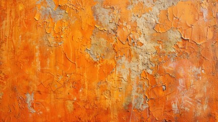 Orange Texture Abstract Background. Shabby Old Wall with Paint in Vibrant Colors