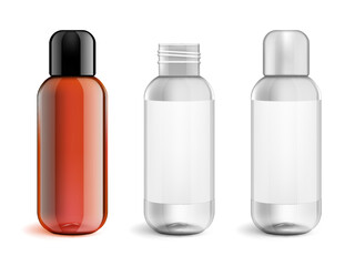 3D Plastic Cosmetic Bottle With Black Cap