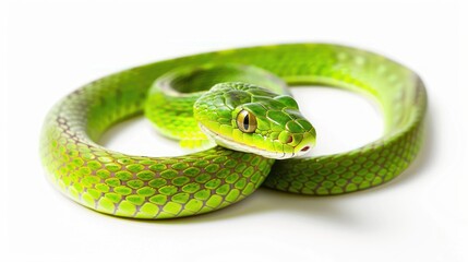 Obraz premium South African Green Snake isolated on white background.