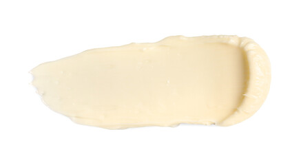 Tasty butter on white background, top view