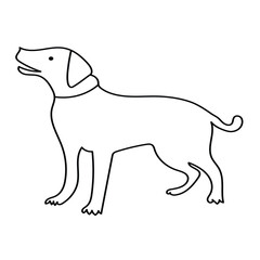 continuous one single  line art drawing of happy pet lover with dog.