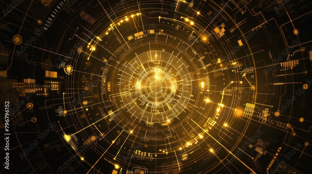 Poster background on technological and scientific topics. various techno details with using digital code ai