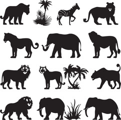 set of animals silhouettes