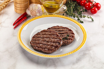 Grilled beef cutlet for burger