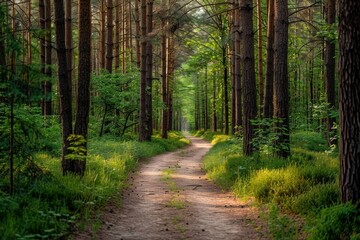 Obraz premium Summer forest outdoors woodland nature.