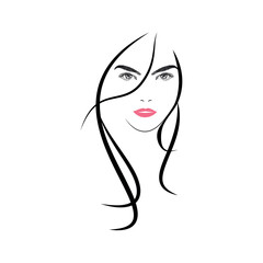 Woman face silhouette. Vector drawing on a white background.
