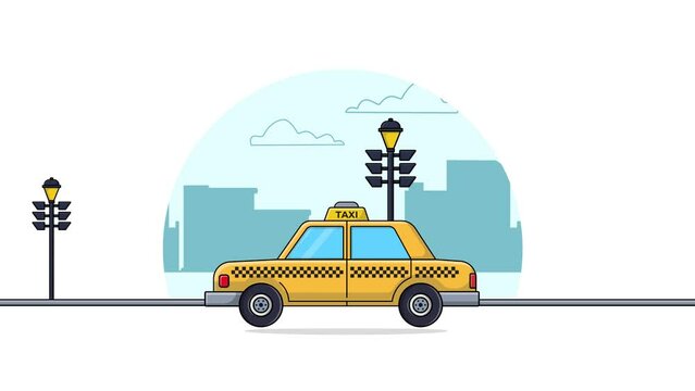 4K Yellow Taxi  Animation Video