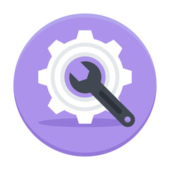 Gas Spanner with Gear concept, vector icon design, Labor Day Symbol, 1st of May Sign,  International Workers Day stock illustration