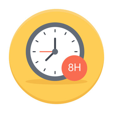 Labours Working 8 Hours Signage concept, Clock with 8h Text vector icon design, Labor Day Symbol, 1st of May Sign,  International Workers Day stock illustration