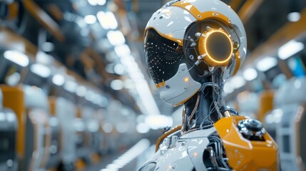 Fototapeta premium The robots engineers fine-tune algorithms, optimizing performance and efficiency