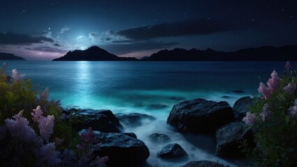 Fototapeta na wymiar Magical night by the sea