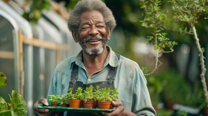A Man with His Seedlings