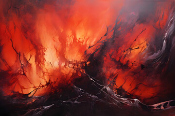 Enigmatic Euphoria Embers, abstract landscape art, painting background, wallpaper, generative ai