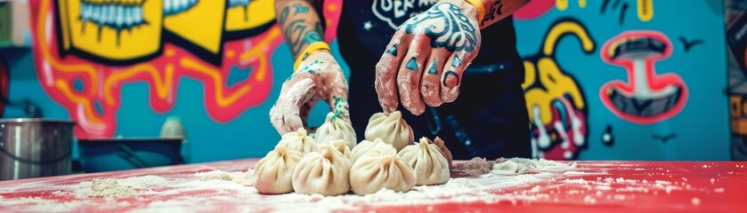 Making and sharing of dumplings, wrapped with wishes, a symbol of togetherness  916