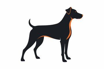 black dog silhouette vector illustration on white background