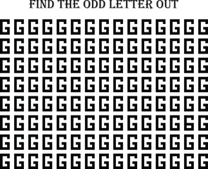 Choose the odd letter out of G (6) in black font with white background