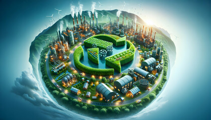 Green Industry: Circular Synergy Concept for Zero Waste Future - Photo Real Image
