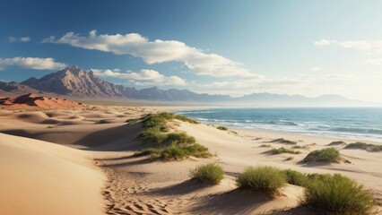 Fototapeta na wymiar Landscape desert sea and mountains
