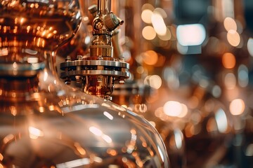 Craft distillery showcasing copper stills and creative process behind quality spirits. Concept Craft Distillery, Copper Stills, Quality Spirits, Creative Process, Behind the Scenes