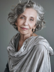 Portr&auml;t einer reifen Frau zwischen 60 und 70 Jahre alt. KI generiert.