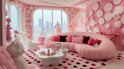The photo of pink themed living room UHD wallpaper