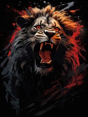 a lion lets out a powerful roar, symbolizing strength and bravery, AI Generative