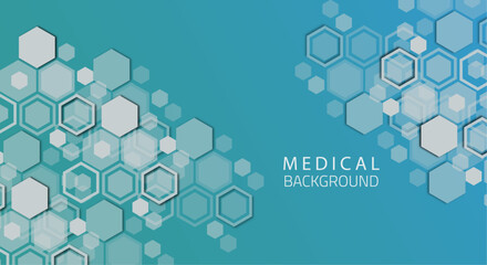 Abstract geometric hexagons shape medicine and science background