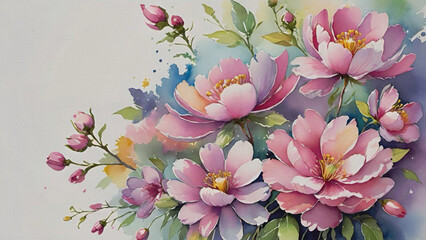 Blossom Floral Watercolor on Fabric Canvas