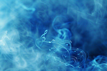 Cool blues, swirling mist, floating notes.