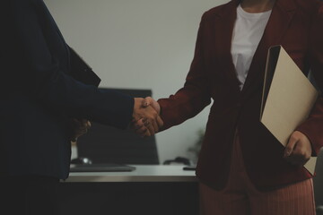 Business handshake for teamwork of business merger and acquisition,successful negotiate,hand...