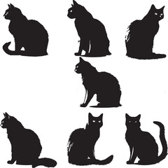 set of cats silhouettes