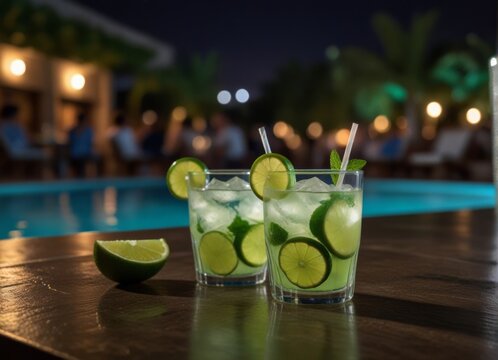 mahito cocktail on the background of the party
