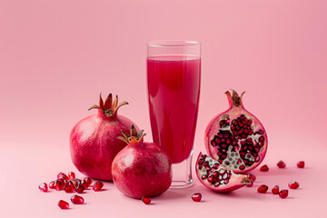 Fresh Pomegranate Juice and Whole Fruits