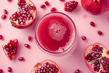Fresh Pomegranate Juice with Halved Fruit