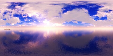 HDRI, environment map, Round panorama, spherical panorama, equidistant projection, sea sunset
3d rendering