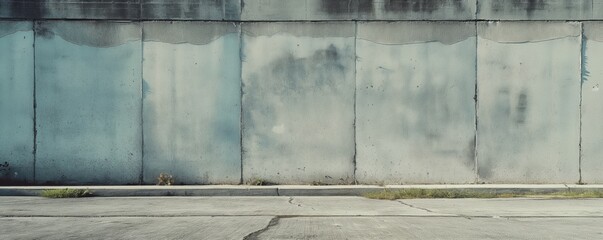 Faded blue wall with concrete seams - 796823997