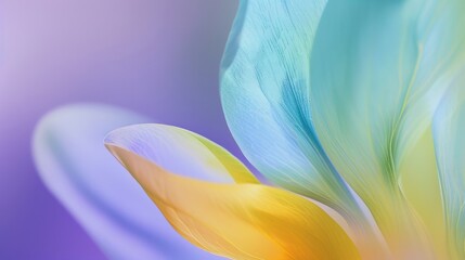 Dreamy abstract image featuring a close-up view of gently curving feathers, showcasing a play of pastel colors with a soft-focus background for a serene and artistic vibe