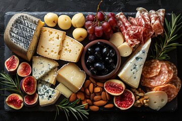 Assorted cheese and charcuterie platter close-up - 796824751