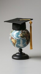 Global education concept with graduation cap on globe