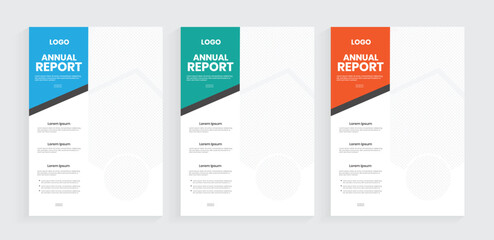 A4 annual report book cover design. Brochure document cover design template. Company flyer, leaflet, or booklet cover page design. Vertical corporate planning layout.