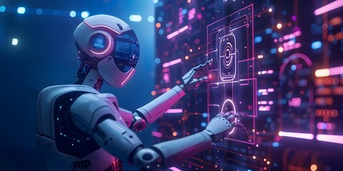 Fototapeta premium Personalized Tutor Customizing Employee Training through Advanced Machine Learning and Holographic Interfaces