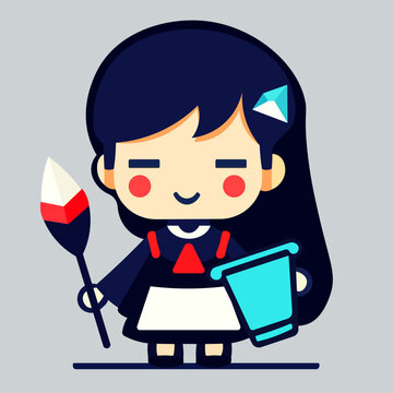Cleaning lady in uniform. isolated