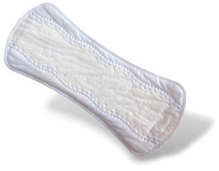 Top view of a sanitary pad, isolated on white background. 
