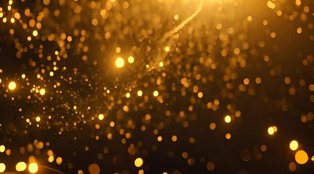 Abstract golden light particles glitter sparkle motion fantasy background