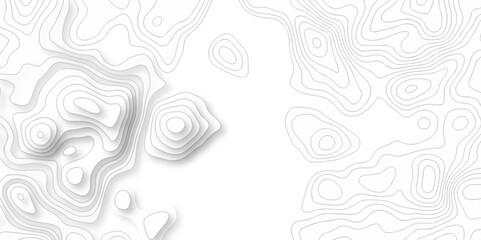 Fototapeta premium Vector geography landscape Topo contour map on white background, Topographic contour lines. Seamless pattern with lines Topographic map. Geographic mountain relief diagram line wave carve pattern.