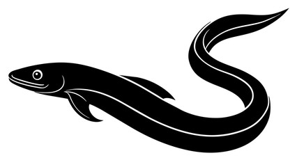 Eel silhouette vector illustration isolated on a white background 