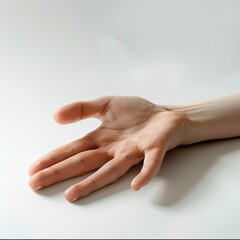 human hand studio shot on white plain color background Hand picking up or touch blank space area creative ideas concept