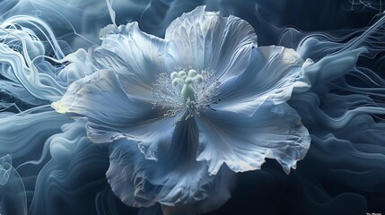 Create an image of the "Sky Bloom," a flower that grows on clouds and opens only during thunderstorms