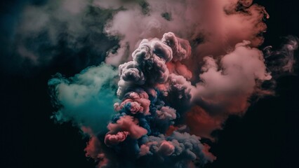 Clouds of colored smoke. An abstract background that creates an enchanting and mysterious atmosphere, drawing you into a cloudy world of colored dreams. AI generated.